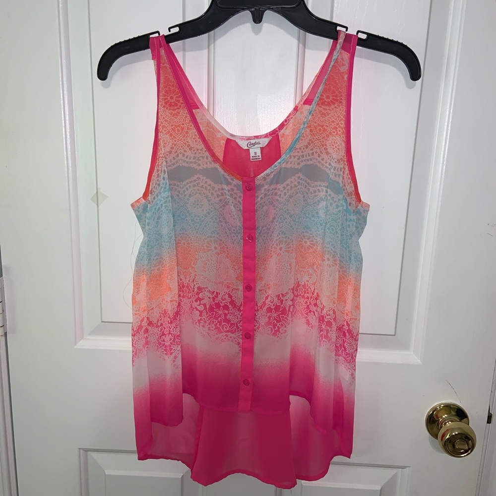 Bright hot pink patterned blouse